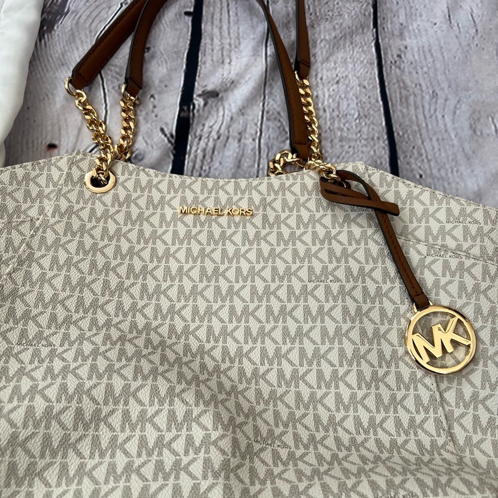 NWOT MICHAEL KORS Jet Set Large Signature Logo Shoulder Bag and wallet - Picture 6 of 14